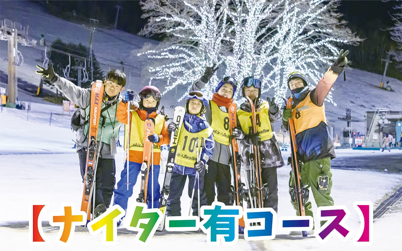 夜のゲレンデを滑走(ナイター有コース)