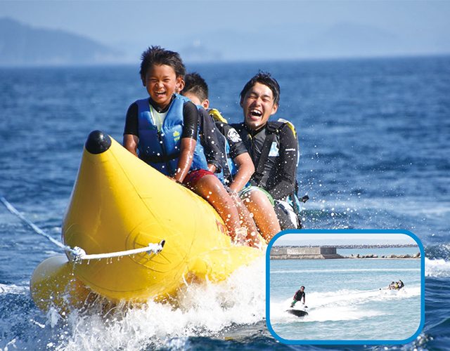 キャンプ 真夏の海を独占 海上アスレチック ｂｉｇ ｓｕｐ バナナボート そらまめマリンキャンプ 子供のためのキャンプ 工場見学 自然体験 スキーツアーはそらまめキッズアドベンチャーへ
