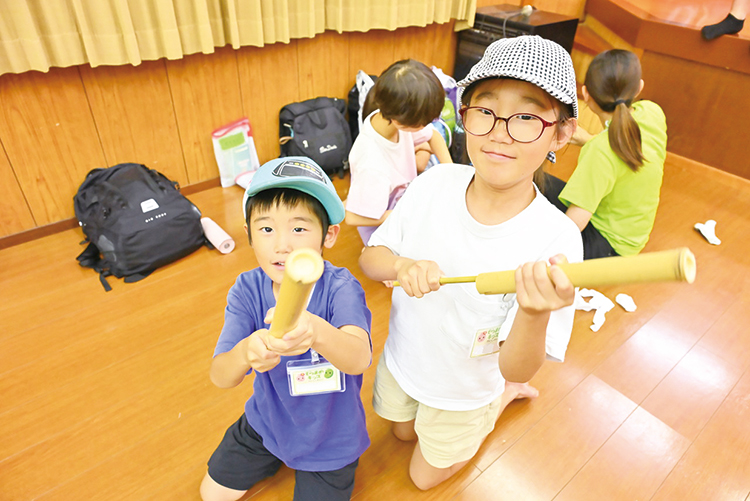 手作りの竹水鉄砲