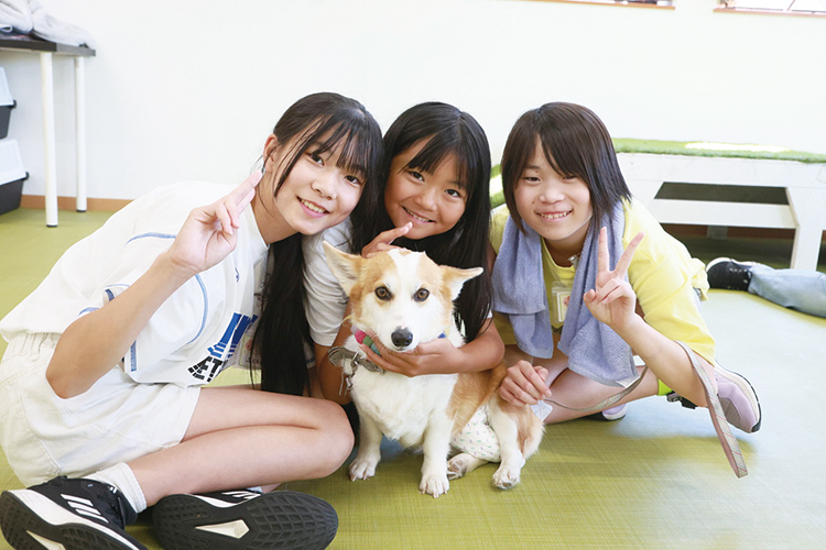 犬と記念撮影